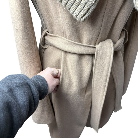 Anthropologie Elevenses Women's SZ M Judith Shawl Camel Wool Blend Belted Coat - Picture 6 of 13